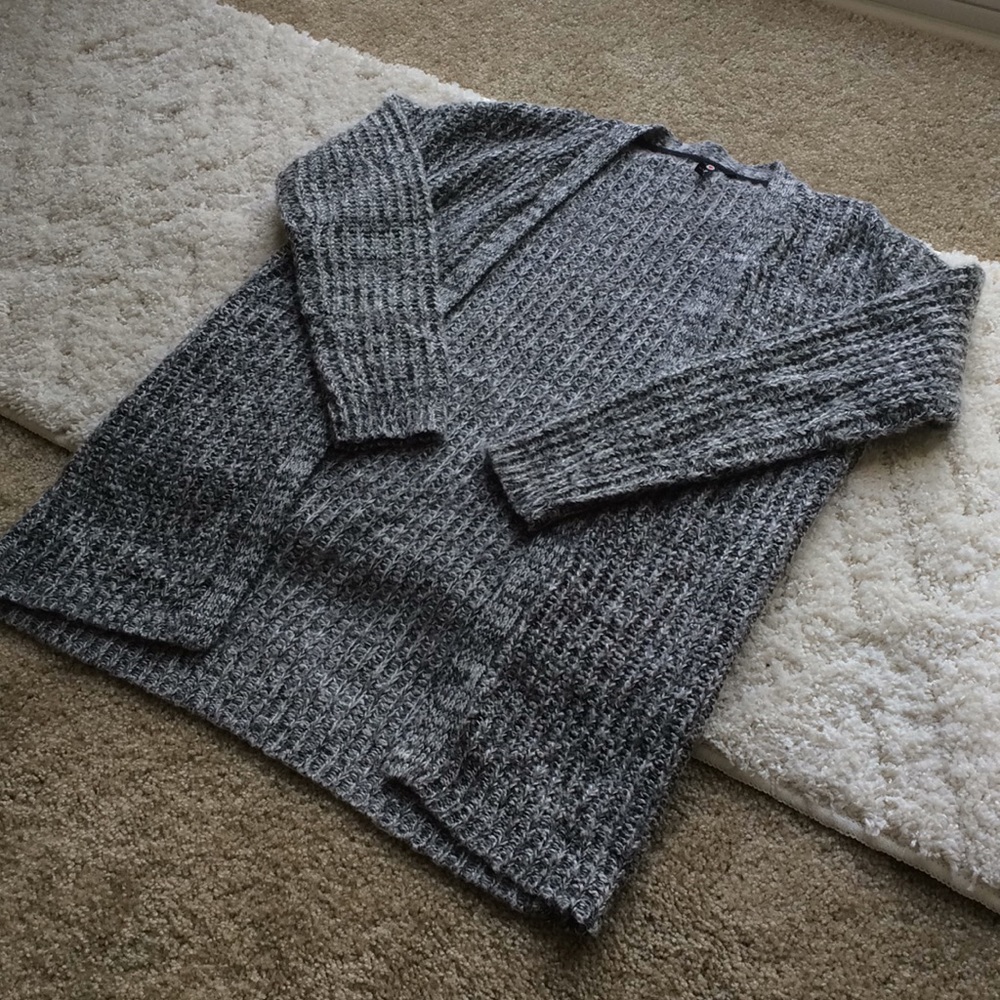 Long Gray Knit Cardigan